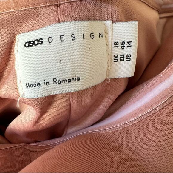 Asos Design Pink Ruffle Ruched Bardot Midi Dress Plus Size 14 - Picture 6 of 6